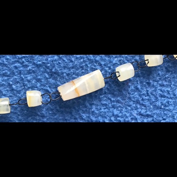 Vintage Moss Agate 3 Line Stone Beads Necklace - Picture 7 of 8